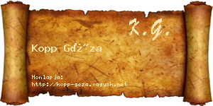 Kopp Géza névjegykártya