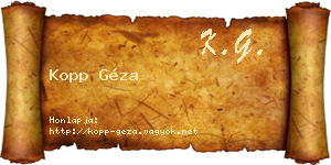 Kopp Géza névjegykártya